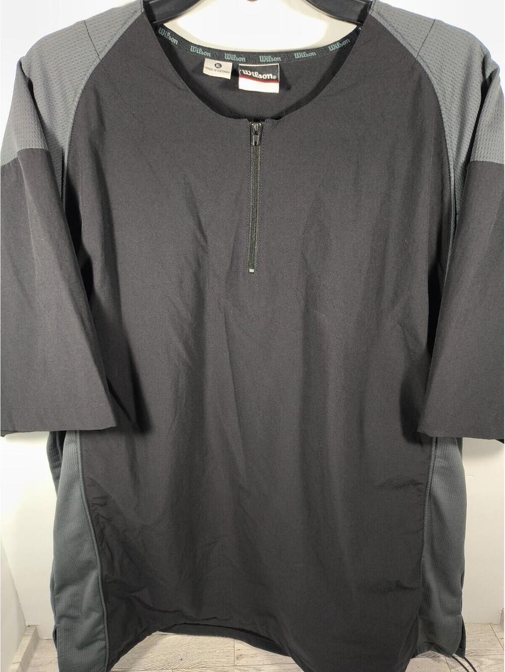 Wilson Baseball 1/4 Zip Pullover Jacket Short Sleeve Men's XL Gray Accents Vent